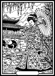 Tableau velours a colorier Geisha Sericolor