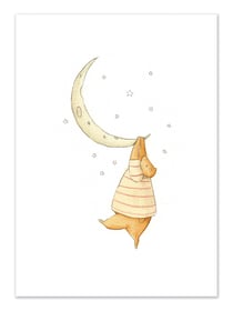 Affiche 50 x 70 cm -  Stuck on the moon - Mike Koubou