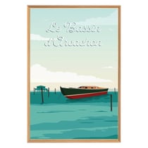 Tableau mural encadré illustration lever du jour bassin d'Arcachon 65x97 cm