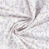 Tissu Popeline de Coton Charlotte petites fleurs Rose sur fond Blanc