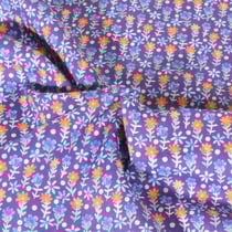 Tissu Popeline de Coton légère Petites fleurs sur fond Lilas