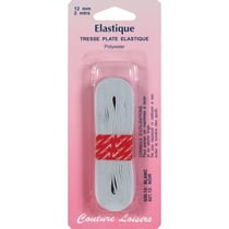 Tresse élastique plate Blanc - 12 mm x 2 m