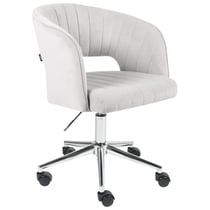 Chaise de Bureau Gris Clair en Velours à Hauteur Réglable et Pivotante Dossier Rembourré et Complet