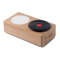 Enceinte Bluetooth Rétro De Bureau Sans Fil Avec Disque Vinyle Rotatif Et Lumière Nuit Beige YONIS