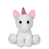 Peluche - Peluche "Puppy Eyes Pets" Licorne blanche et rose - 40 cm