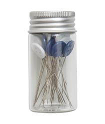 Tube en verre de 30 épingles à tête plastique - Collection fleurs bleues - Hobby Gift