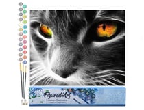 Peinture par Numéro Figured'Art - Chat aux yeux perçants - Kit de Loisir Créatif DIY Numéro d'Art Complet - 40x50cm sans châssis en bois