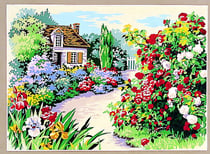 Canevas antique Le sentier aux roses 45x60cm