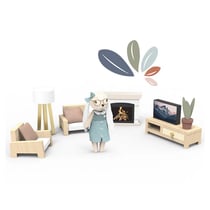 Salon en bois pour maison de poupee