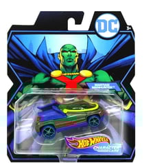Hot wheels : voiture martian manhunter 1:64 - vehicule miniature vert - collection batman - mattel fhl31