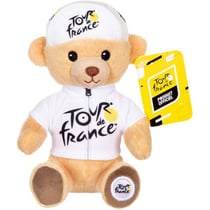 Peluche - Peluche Officielle Ours Tour de France "Maillot et Casquette Meilleur Jeune Vainqueur blanc" – 15 cm