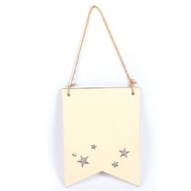 Suspension fanion en bois 20 x 15 cm - Etoiles