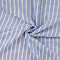 Tissu aspect Lin rayé Bleu ciel