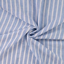 Tissu aspect Lin rayé Bleu ciel