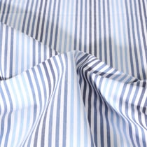 Tissu Jeans stretch Poppy Rayé bleu denim sur fond Blanc