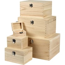 Set de boîtes en bois à décorer - 8 x 6 cm à 28 x 21 cm - 6 pcs