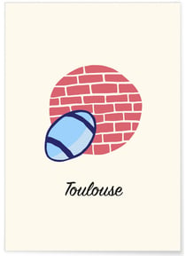 Affiche ville Minimaliste Toulouse | A3 : 29,7x42cm