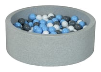 Piscine à balles Aire de jeu + 300 balles blanc, bleu clair, gris - Velinda