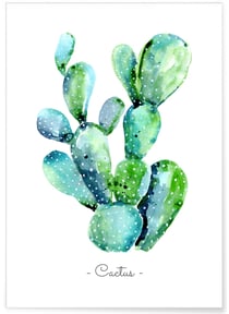 Poster Cactus aquarelle | A3 : 29,7x42cm