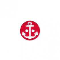 Lot de 3 boutons 2 trous ancre marine rouge/blanc 13mm