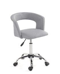 chaise bureau à roulettes, siège tissu rembourré, accoudoirs, hauteur réglable, pivotant, pied métal chromé AYA (gris)