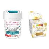 Colorant alimentaire en poudre bleu foncé + paillettes dorées