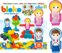 BLOKO – Coffret de 50 BIoko avec 2 Figurines Famille – Dès 12 Mois – Fabriqué en Europe – Jouet de Construction 1er âge – 503536