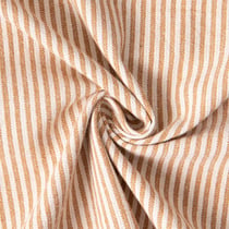 Tissu Coton d'ameublement Simone rayé Ocre sur fond Ecru