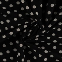 Tissu Jacquard polyviscose extensible pois Gris clair sur fond Noir