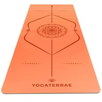 Tapis de Yoga Orange Antidérapant PU-Caoutchouc naturel Éco-Responsable MANDALA Premium 183x68x0,4cm