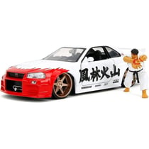 NISSAN SKYLINE GTR R34 W/RYU'S FIGURE WHITE HOLLYWOOD RIDES 1/24