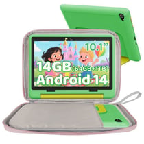 Tablette enfant KOTSREN Android 15 coque renforcée vert 10.1 pouces