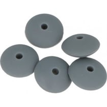 Lot de perles plates en silicone - 12 x 7 mm - Gris - 5 pcs