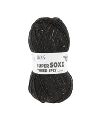 Pelote à tricoter SUPER SOXX TWEED 6 fils - 150 Gr - Lang Yarns : La laine robuste, chaude et élégante 0004 Noir