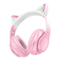 Casque Bluetooth Oreilles De Chat Lumineuses Ultra Mignon Avec Lecture TF Et AUX Rose 2 YONIS