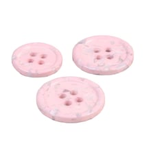 Lot de 3 boutons rond 4 trous bouteilles recyclées rose layette
