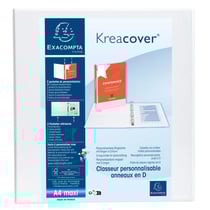 Classeur PP personnalisable Kreacover - 2 anneaux en D 50mm - A4 maxi - Blanc - x 10 - Exacompta