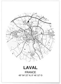 Affiche Carte Laval | A3 : 29,7x42cm