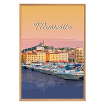 Tableau mural encadré illustration port de Marseille 65x97 cm