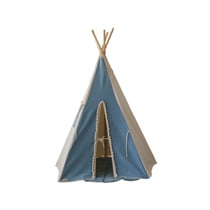 Tente Tipi Bleu Jean avec pompoms