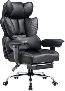 Chaise gaming - COMHOMA - Cuir PU noir - Repose-pieds