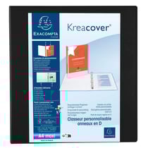 Classeur PP personnalisable Kreacover - 4 anneaux en D 60mm - A4 maxi - Noir - x 10 - Exacompta
