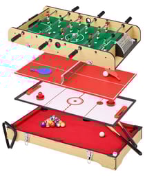 Table multi jeux 4 en 1 - Babyfoot barres télescopiques - Billard - Ping Pong - Hockey