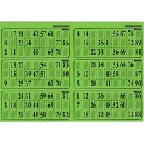 Plaque de 6 grilles de loto rigide 1mm vert menthe - cartons loto - lotoquine