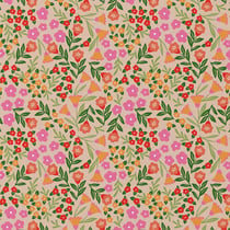 Tissu Coton imprimé Arty Martine Fleuris sur fond Rose saumon