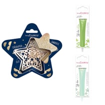Kit pour biscuit en relief Étoile + 2 Stylos au chocolat vert clair et vert d'eau