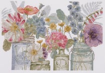 Kit Point de Croix Aquarelle Fleurs en Bocaux