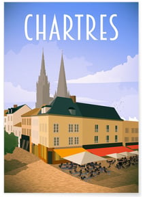 Affiche ville Chartres | A3 : 29,7x42cm