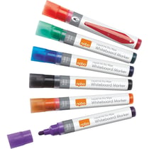 Lot de 6 marqueurs effaçables à sec - Pointe ogive 3 mm - NOBO - Liquid Ink - Multicolore