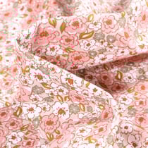 Tissu Coton imprimé Arty Kalmia sur fond Rose - Au mètre
